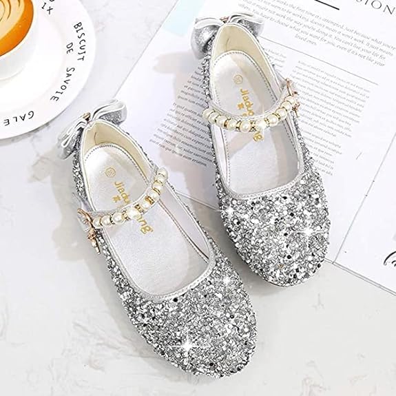 Girl's Mary Jane shoes with sequins for weddings - S0025