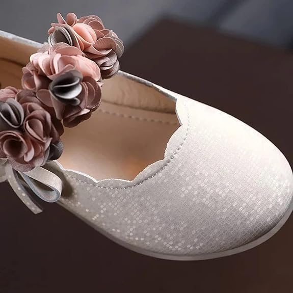 Baby and Girls Dress Shoes Mary Jane Flats with Flowers - S0005