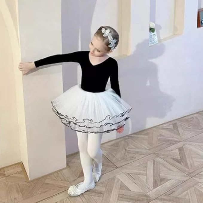 Girls Ballet Leotards Tulle Skirt Long Sleeves - G0057
