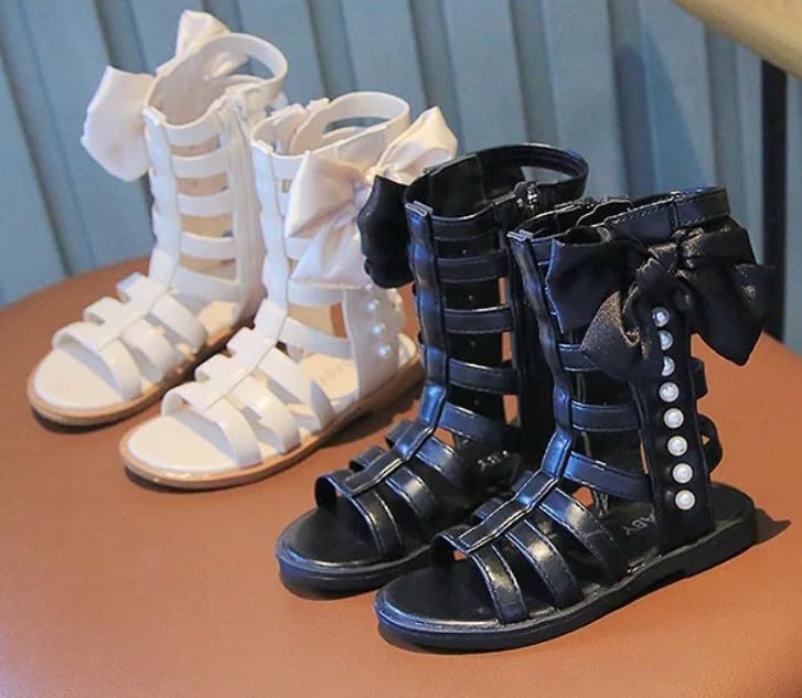 Girls Gladiator Sandals Bowknot Knee High Boots Shoes - S0037