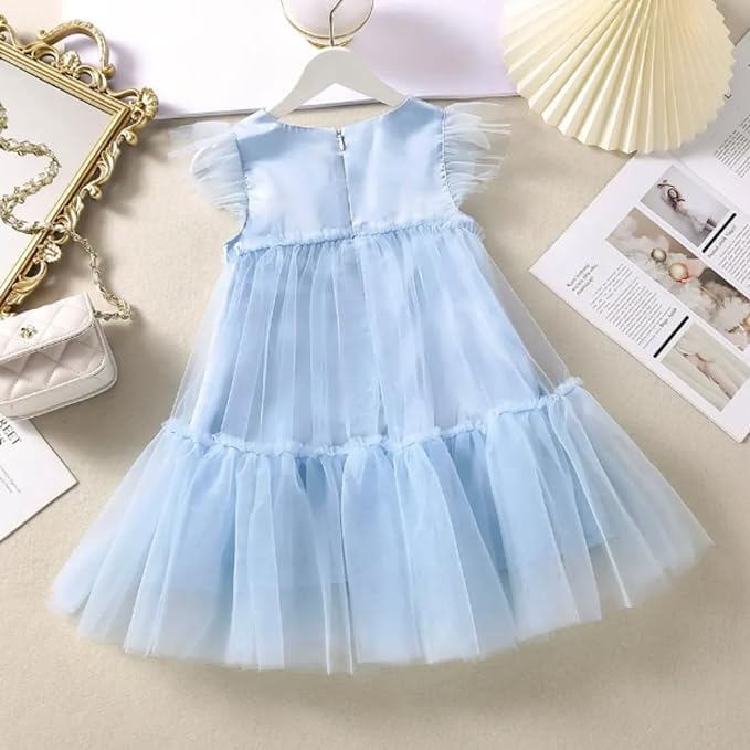Romantic Light Blue Tulle Dress for Girls - G0106