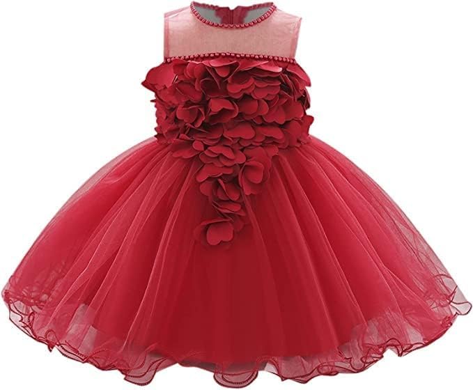 Birthday Tulle Dress for Baby with Flowers and Pearl appliqués - G0019