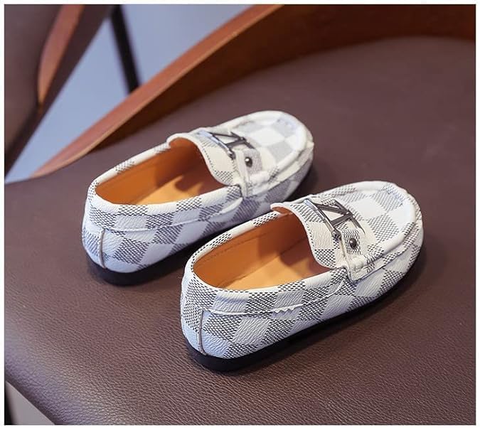 Boys' Plaid Loafers with Buckle Detail