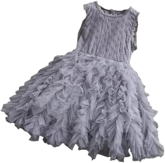 Girls Ruffle Skirt Short Sleeves Casual Summer Dress Back to School - G0060