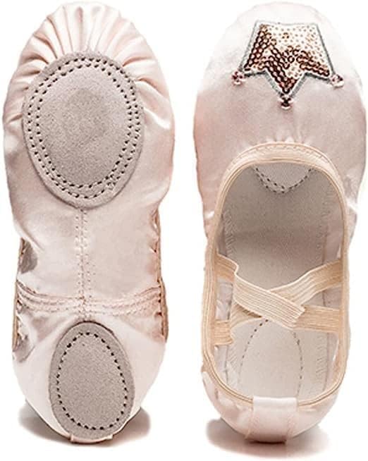 Ballet Dance Shoes for Girls Split Sole Embroidered Crown Design - S0014