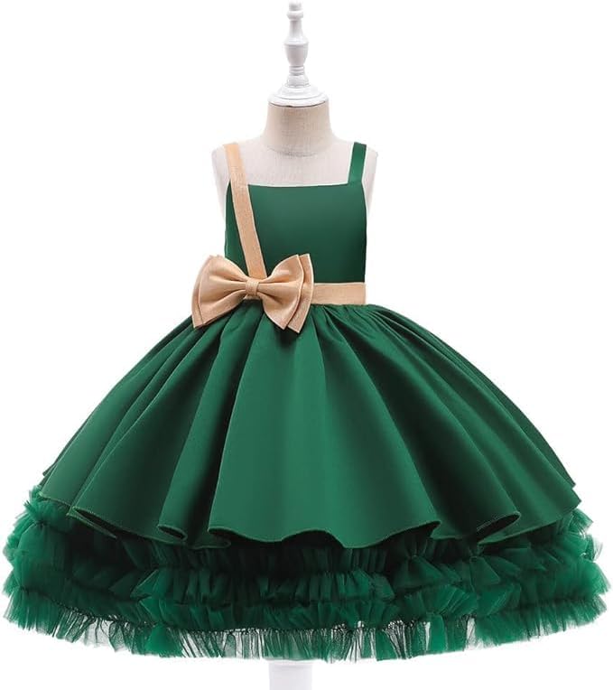 Satin Flower Girl Dress with Bow - Fall dresses for girls - G0112