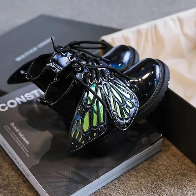 Leather Boots for Girls with Detachable Wings Winter Boots - S0053