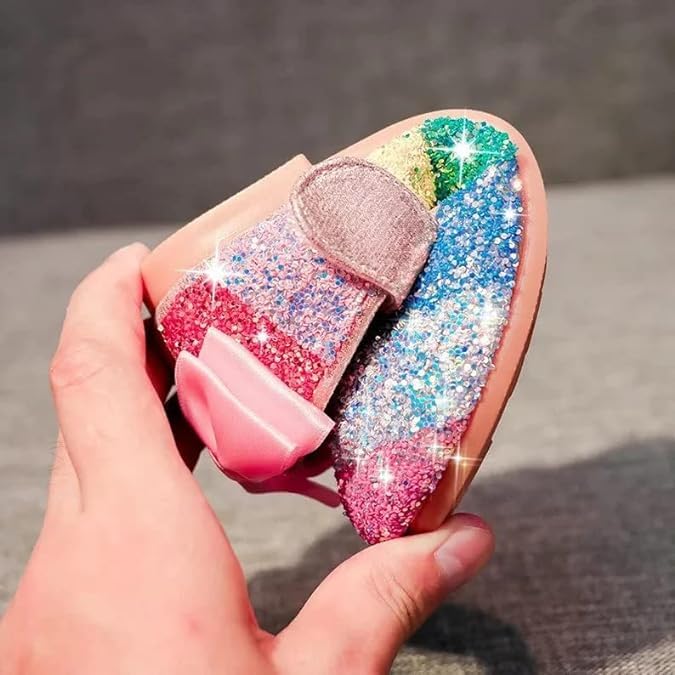 Girl's Rainbow Glitter Mary Jane Shoes Flats Birthday Summer Spring - S0028