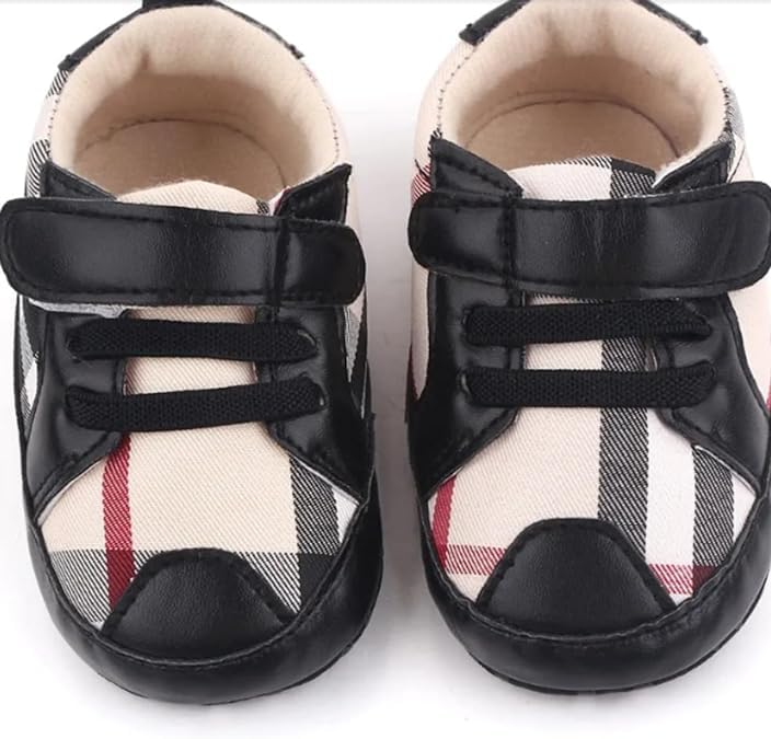 Baby Boys Pre Walker Shoes Anti-Slip Plaid Soft Sole Autumn Spring - S0006