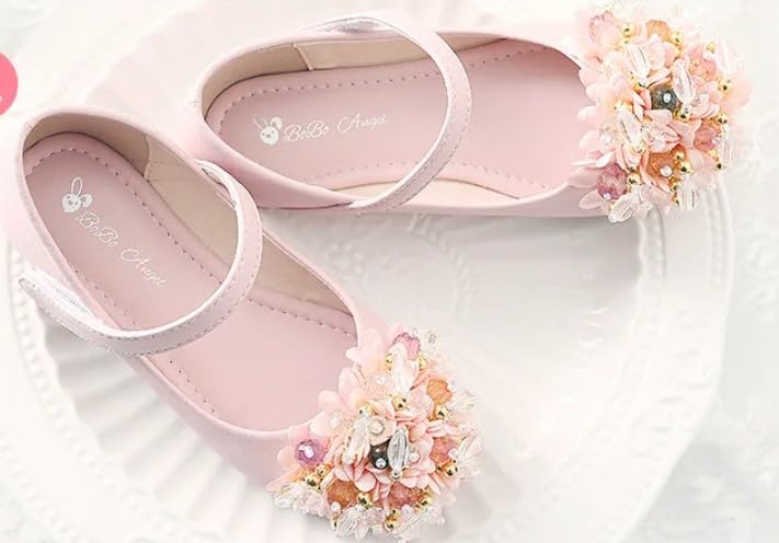 Girls Dress Shoes Mary Jane Flat with Rhinestone - S0034