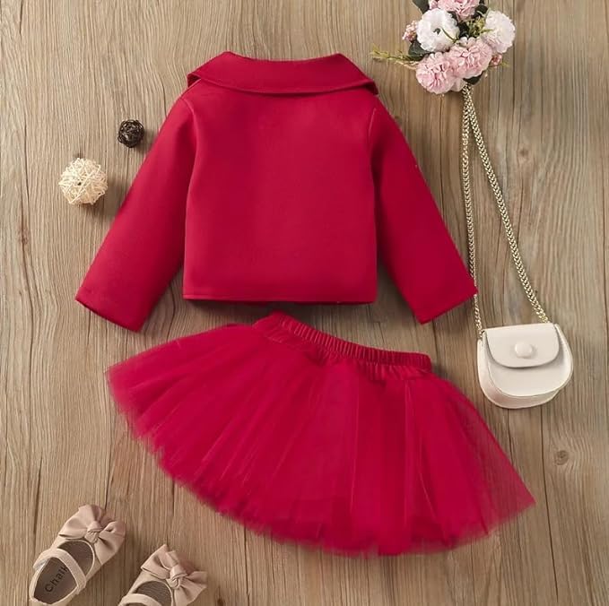 Girls' Red Blazer and Tulle Skirt Set - G0071