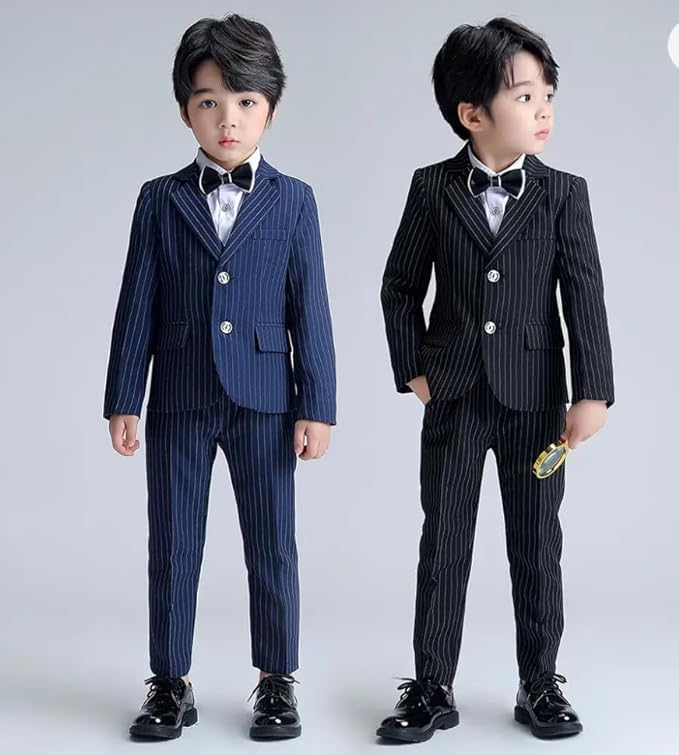 Boys' Pinstripe Suit with Bow Tie - B0021
