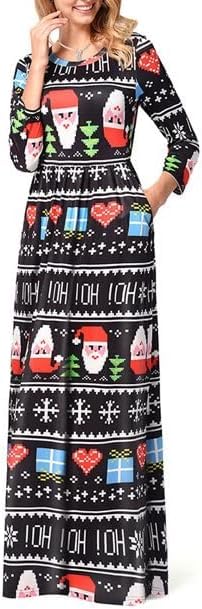 Women's Christmas Long Lenght Dress Long Sleeves Winter Outfit