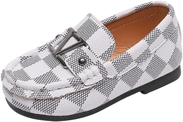 Boys' Plaid Loafers with Buckle Detail