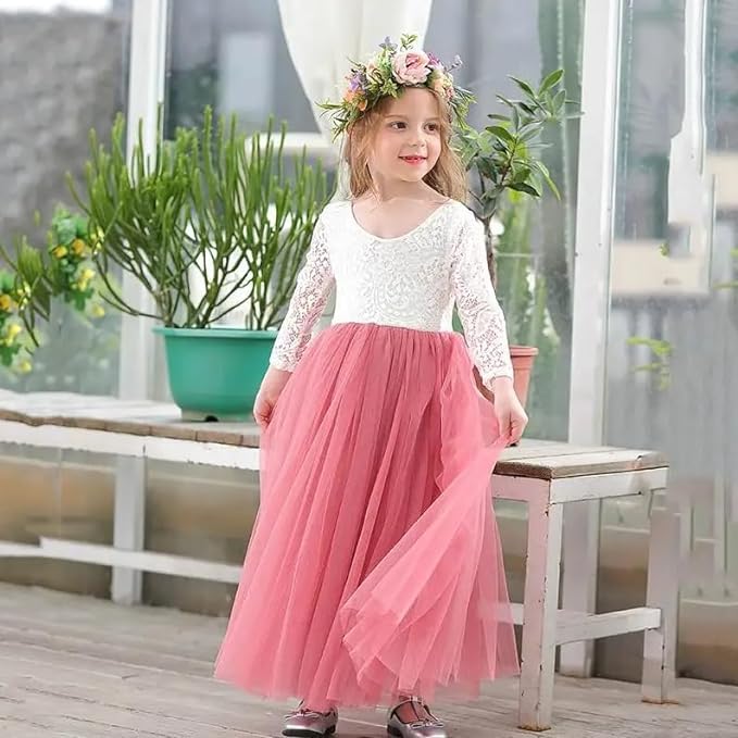 Party Flower Girl Dress with Lace Back A-Line Straight - Fall Dress G0100