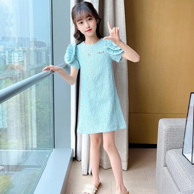 Rose Shaped Sleeves Lace Dress for Girl - G0108