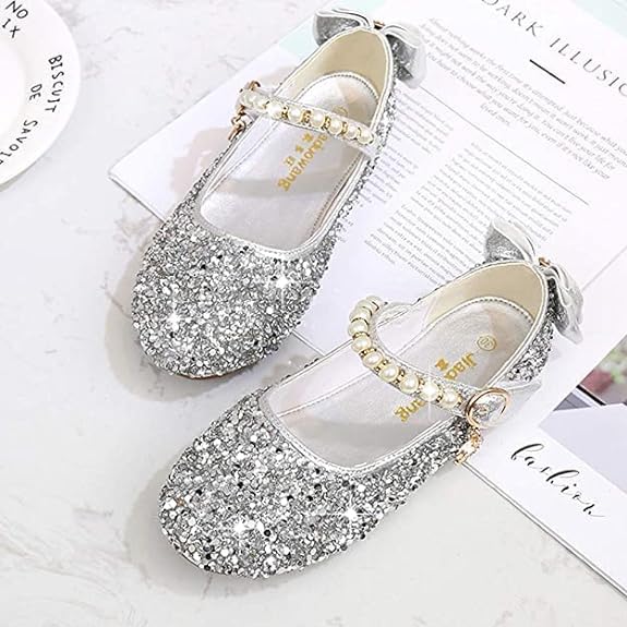 Girl's Mary Jane shoes with sequins for weddings - S0025