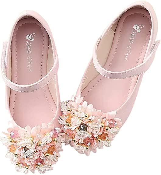 Girls Dress Shoes Mary Jane Flat with Rhinestone - S0034