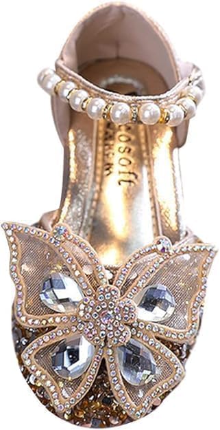 Girls Mary Jane Shoes with Rhinestones Butterfly and Sequin - S0039
