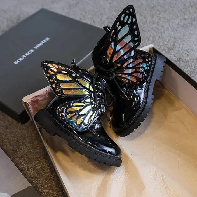 Leather Boots for Girls with Detachable Wings Winter Boots - S0053