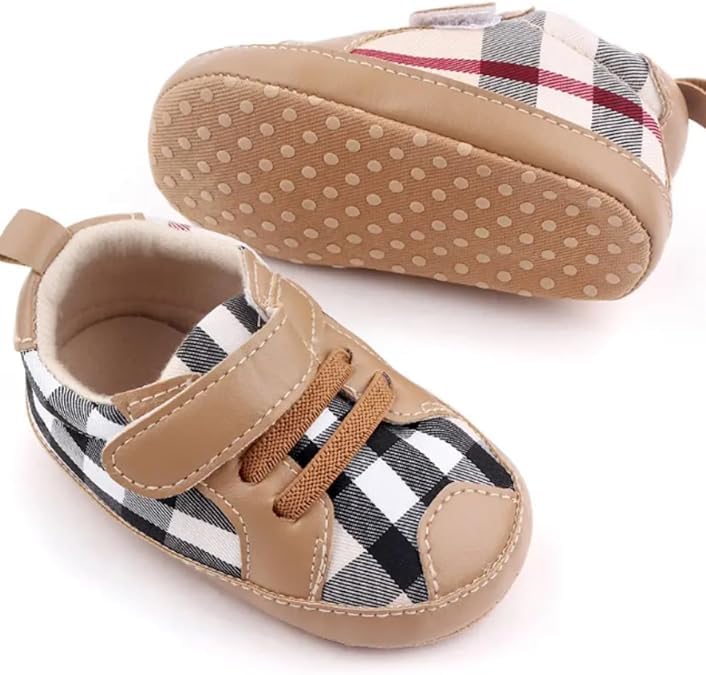 Baby Boys Pre Walker Shoes Anti-Slip Plaid Soft Sole Autumn Spring - S0006