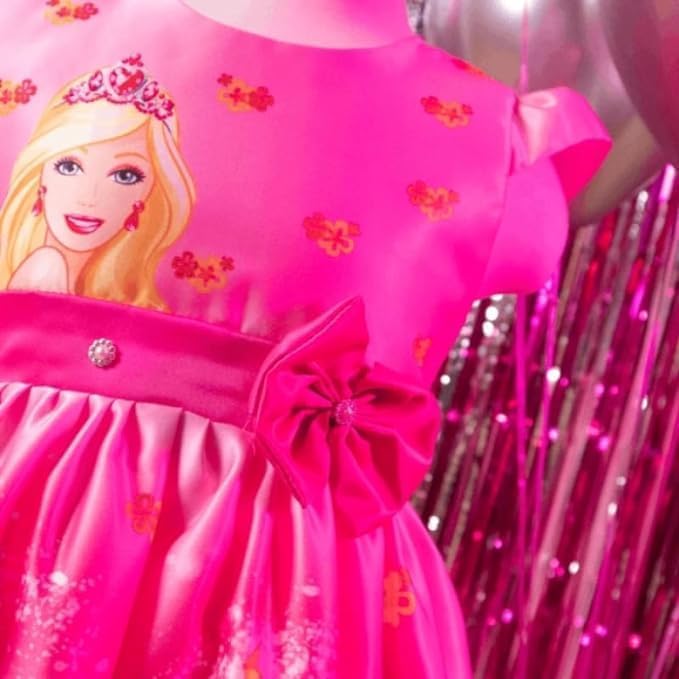 Pink Barbie Print Dress for Babies and Toddlers - G0094