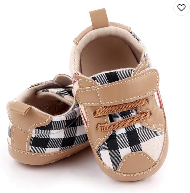 Baby Boys Pre Walker Shoes Anti-Slip Plaid Soft Sole Autumn Spring - S0006