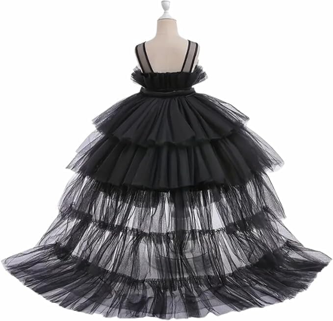 Puffy Tulle Dress with Detachable Train Girl Party Birthday