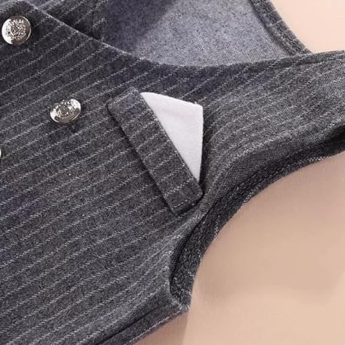 Newborn Suit Striped Vest Coat + Pants + Cotton Shirt & Bow Tie