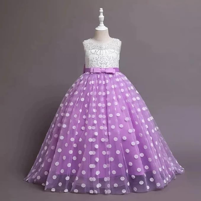 Long Tulle Dress with Polka dots and lace for Bridesmaids and Birthdays - G0090
