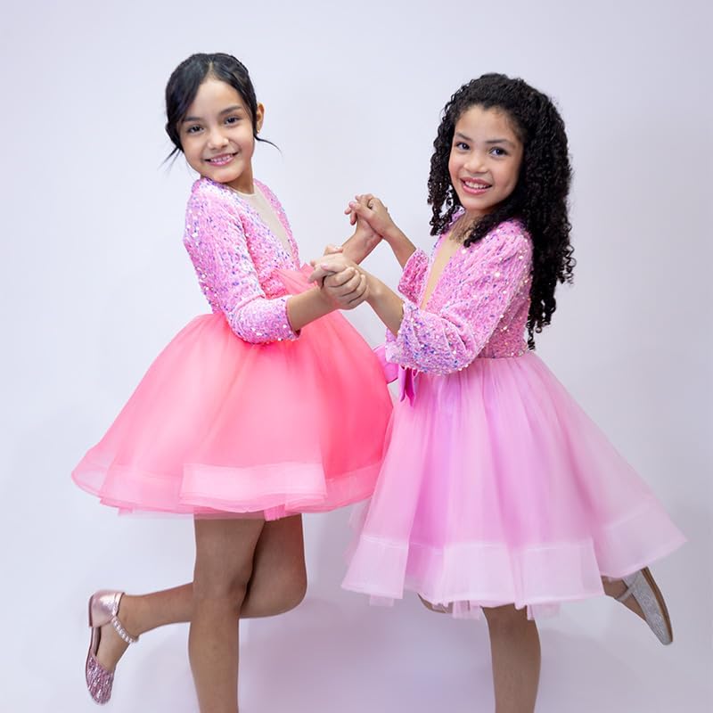 Sequin Tulle Dress with Bow for Girls - G0115