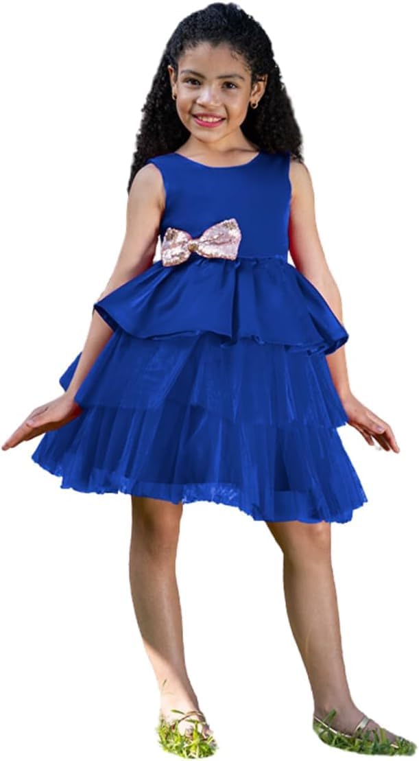 Satin dress and tulle skirt - Fall dresses for girls' birthdays - G0110
