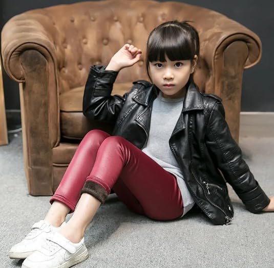 Girls' Winter Faux Leather Leggings - G0076