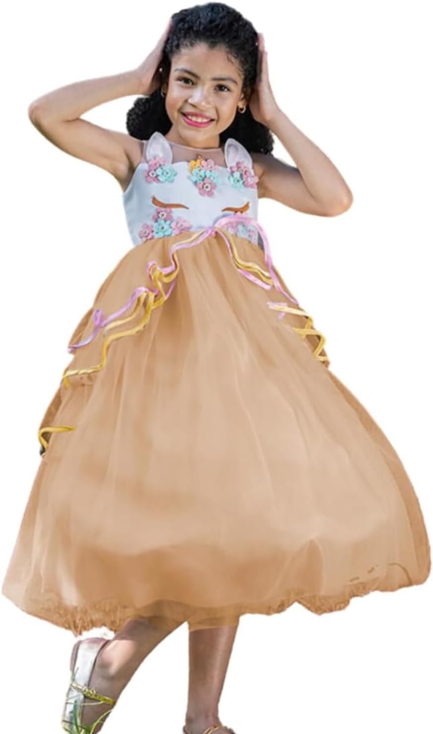 Princess and Costume Dress for Girls with Unicorn Headband - G0096