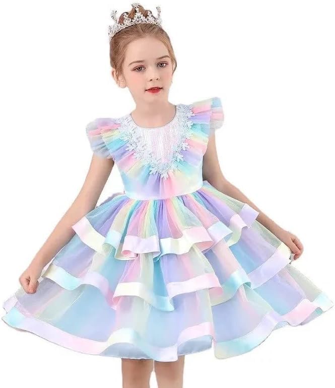 Little Girls Birthday Party Mermaid Dress Layered Skirt Tulle Dress - G0084