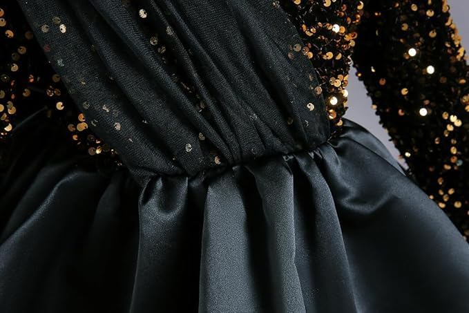 Girls Satin Dress with Long Sleeves and Sequins - G0061
