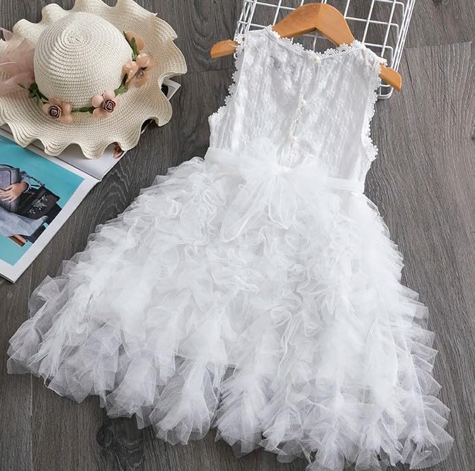 Girls Ruffle Skirt Short Sleeves Casual Summer Dress Back to School - G0060