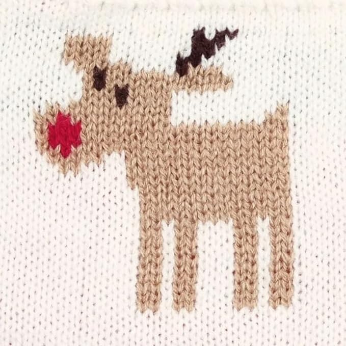Baby's Christmas Reindeer Knit Romper - B0005