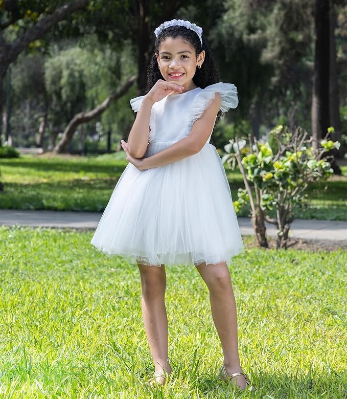Tulle Tutu Girl Dress with Princess Sleeves - G0131