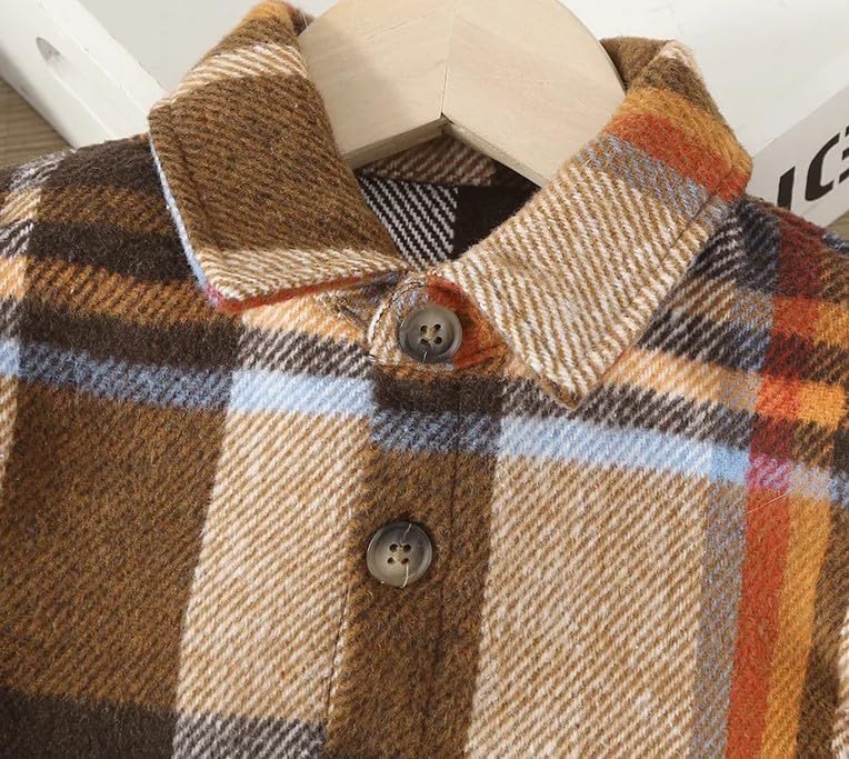 Brown Plaid Dress with Beret for Winter - G0021