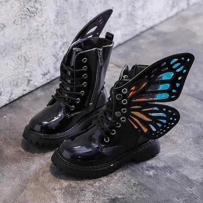 Leather Boots for Girls with Detachable Wings Winter Boots - S0053