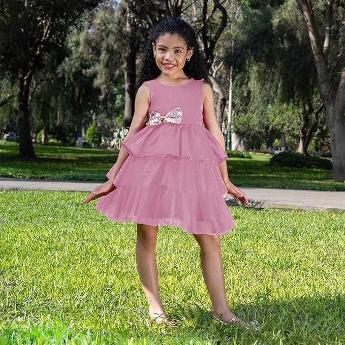 Satin dress and tulle skirt - Fall dresses for girls' birthdays - G0110