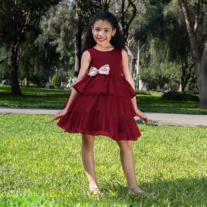 Satin dress and tulle skirt - Fall dresses for girls' birthdays - G0110