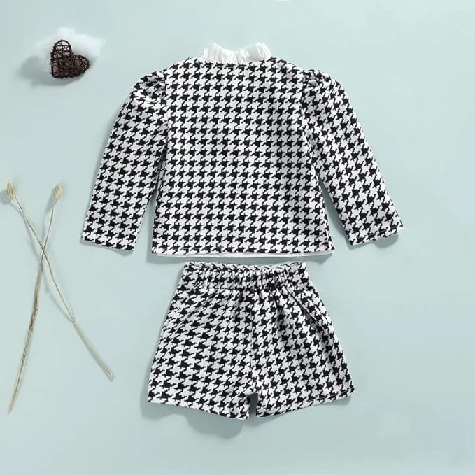 Toddler Girls Long Sleeve Plaid Cardigan + White Shirt +Plaid Short - G0124