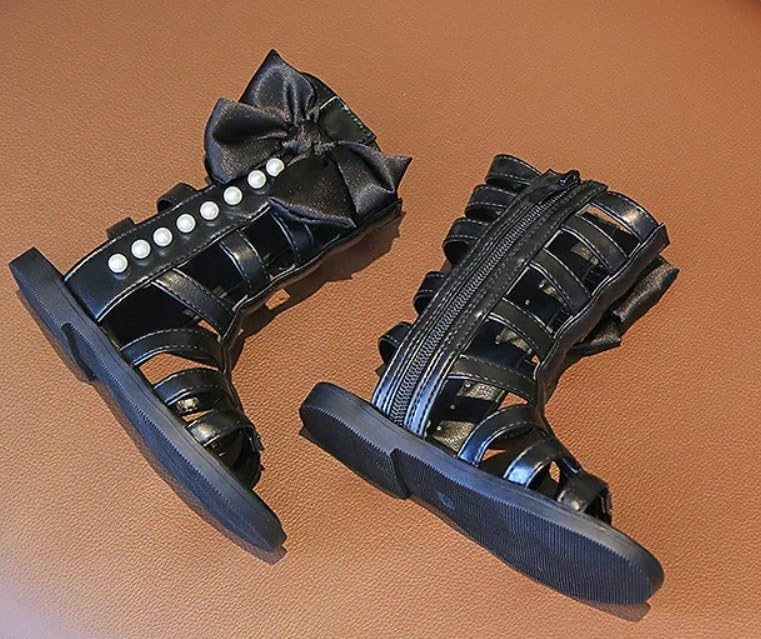 Girls Gladiator Sandals Bowknot Knee High Boots Shoes - S0037