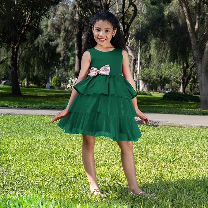 Satin dress and tulle skirt - Fall dresses for girls' birthdays - G0110
