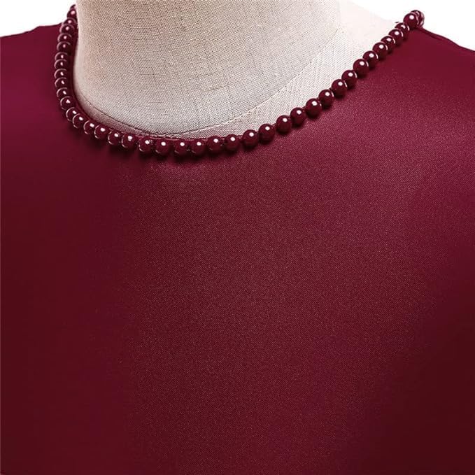 Girls Satin Princess Dress with Pearls and Love Shape Back - G0062