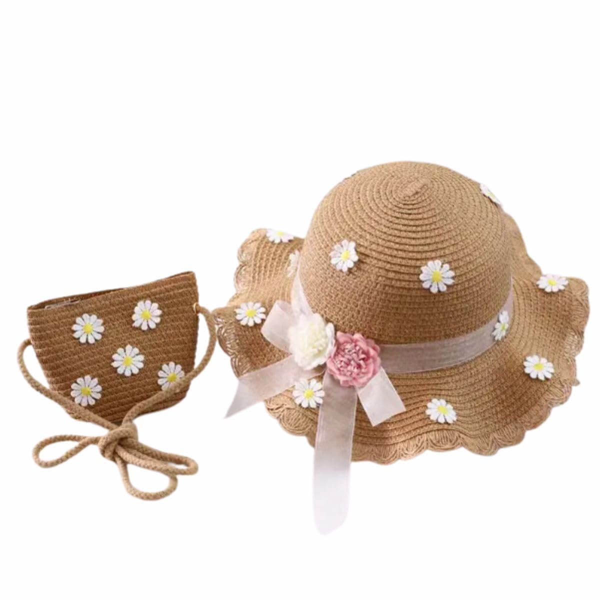 Braided Straw hat and Bag for Girls Summer 2024
