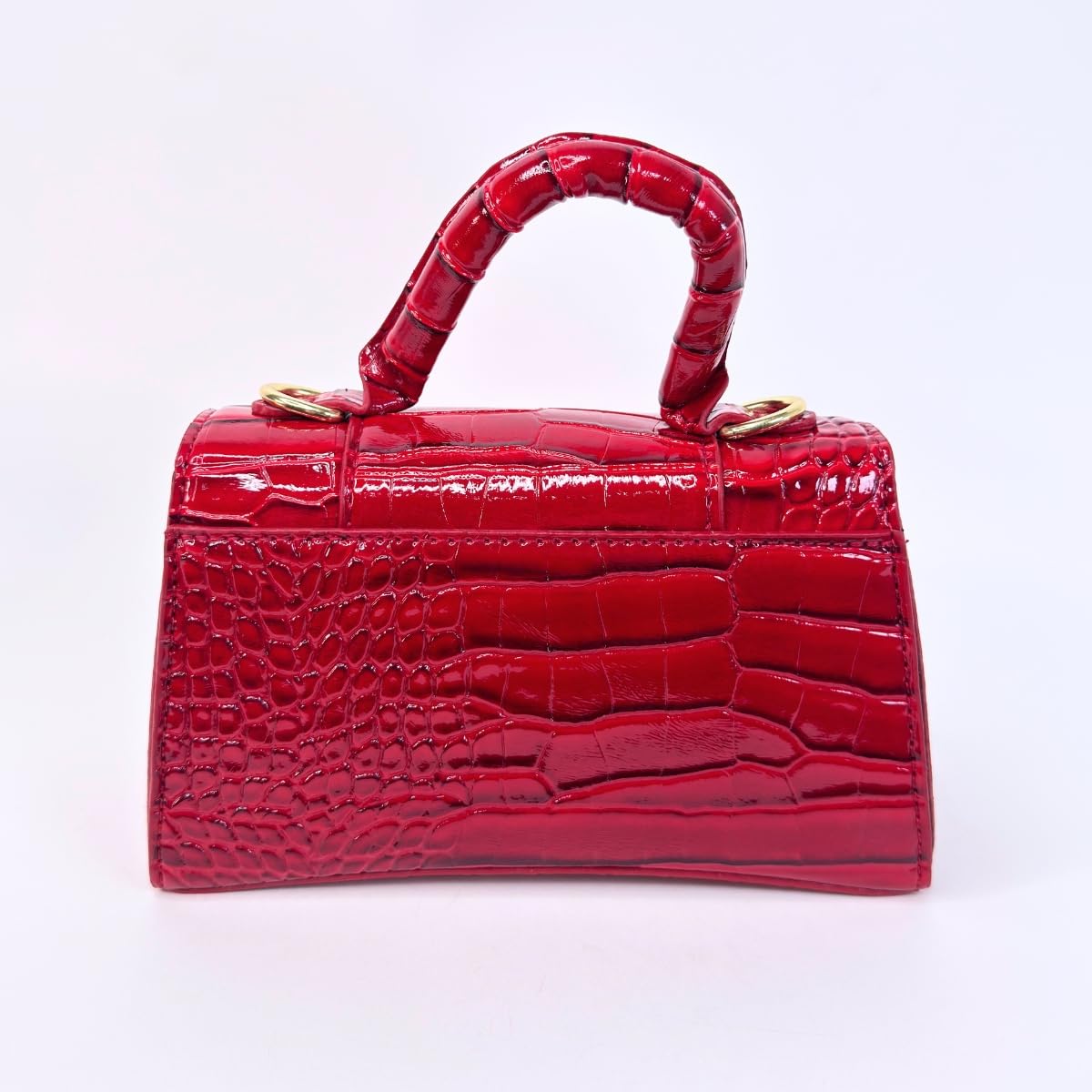Faux Leather Handbag with Crocodile Texture