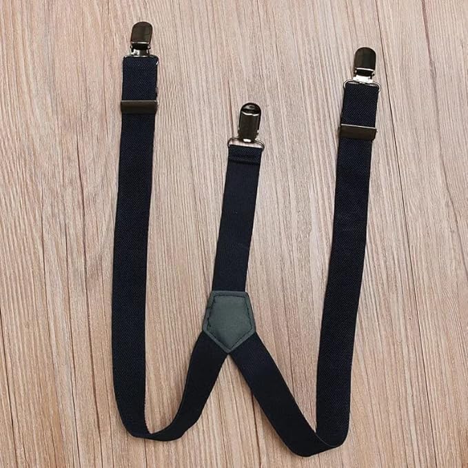 Boys' Stylish Black Shirt and Suspender Pants Set - B0024